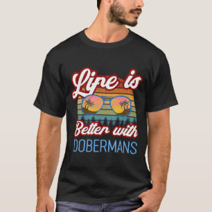 Camiseta Cachorro Doberman Retro Sunset Com Dobermans