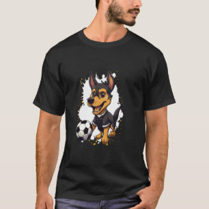 Camiseta Cachorro Doberman Tendência Jogando Futebol Mascot