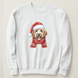 Camiseta Cachorro Doodle Fofo com Chapéu e Cachecol de Nata