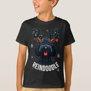 Camiseta Cachorro Doodle Preto Reindoodle Rena Doodle Crist