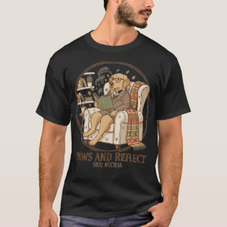 Camiseta Cachorro Dourado Caprichoso Lendo Projeto de Livro