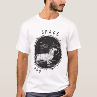 Camiseta Cachorro e Cachorro no Espaço Simples Preto