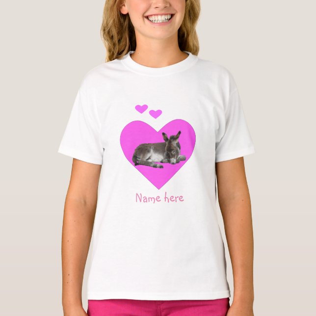 Camiseta Cachorro e Corações Rosa (Frente)