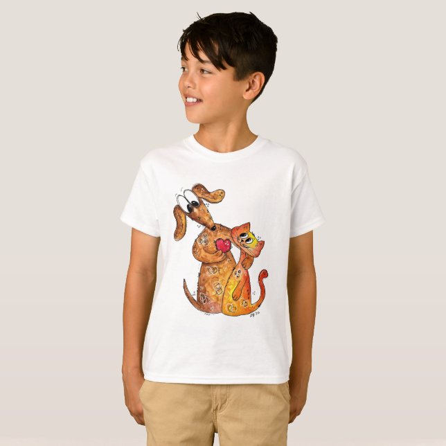 Camiseta Cachorro e Gato Caprichosos e Fofos (Frente Completa)