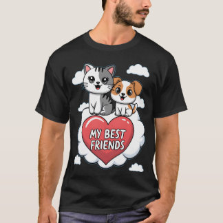 Camiseta Cachorro e Gato Os Meus Melhores Amigos Nuvens do
