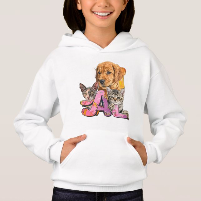 Camiseta Cachorro e Gatos Mais Nome Personalizado  (Frente)