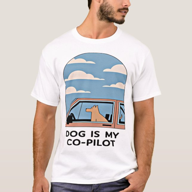 Camiseta Cachorro é o meu co-piloto - Design divertido e Wh (Frente)
