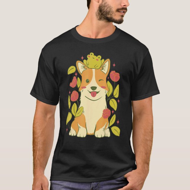 Camiseta Cachorro E Sapo De Corgi (Frente)