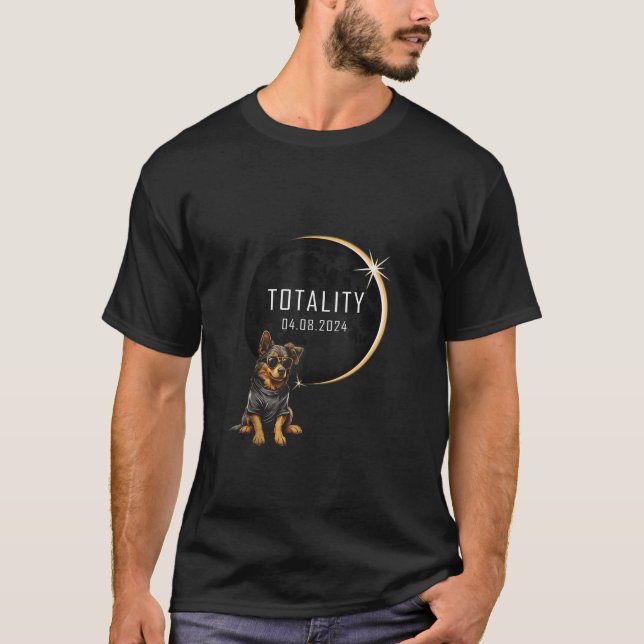 Camiseta Cachorro Eclipse Solar 2024 Totalidade Engraçado C (Frente)