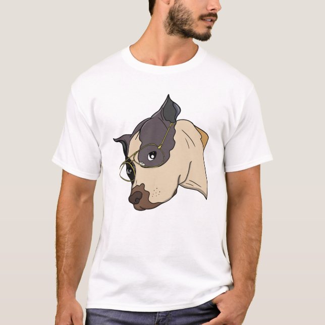 Camiseta Cachorro Elegante com Óculos Dourados (Frente)