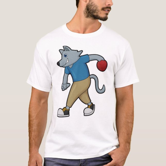 Camiseta Cachorro em Boliches com Bola de boliche (Frente)