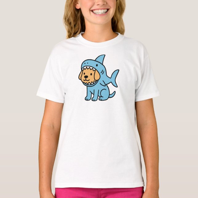 Camiseta Cachorro em Fantasia de Tubarão (Frente)