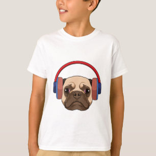 Camiseta Cachorro em Música com Fone de Ouvido