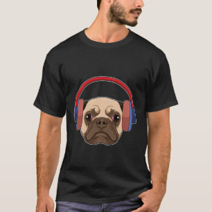 Camiseta Cachorro em Música com Fone de Ouvido