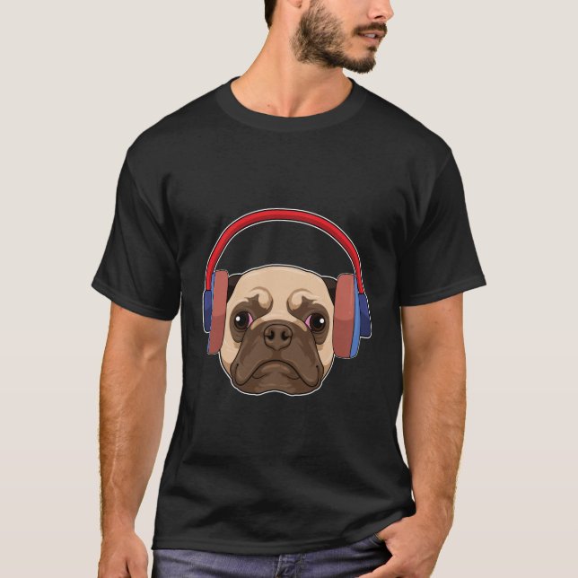 Camiseta Cachorro em Música com Fone de Ouvido (Frente)