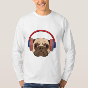 Camiseta Cachorro em Música com Fone de Ouvido