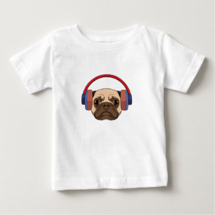 Camiseta Cachorro em Música com Fone de Ouvido