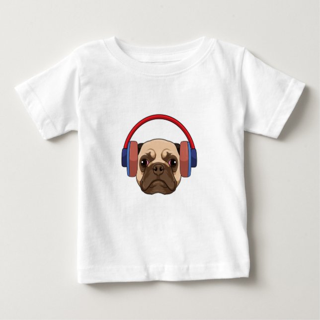 Camiseta Cachorro em Música com Fone de Ouvido (Frente)