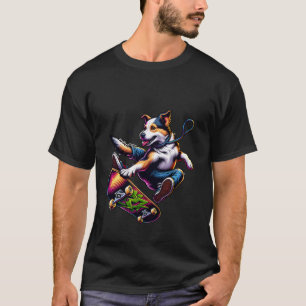 Camiseta Cachorro Em Skate Exibição Vívida