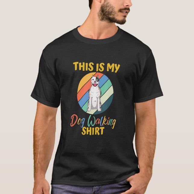 Camiseta Cachorro Engraçado Andando  Pit Bull Terrier Ameri (Frente)