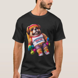 Camiseta Cachorro Engraçado Atleta Profissional de Descanso
