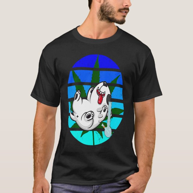 Camiseta Cachorro Engraçado Brigando com Reggae de Bong (Frente)