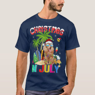 Camiseta Cachorro Engraçado Cachorro de Poodle no Natal