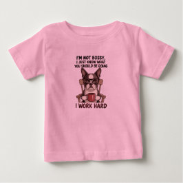 Camiseta Cachorro Engraçado Chefe Trabalha Duro