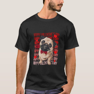 Camiseta Cachorro Engraçado Com Corações Vermelhos Feliz Di