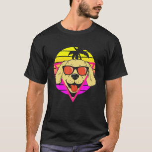 Camiseta Cachorro Engraçado Com Óculos De Sol Férias Retr