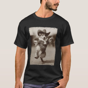 Camiseta Cachorro Engraçado Corgi Cowboy Tolo