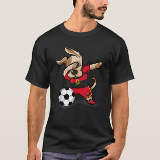 Camiseta Cachorro Engraçado Dabbing Angola Futebol Bandeira