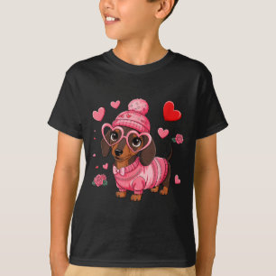 Camiseta Cachorro Engraçado Dachshund Coração de São Valent