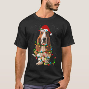 Camiseta Cachorro Engraçado de Basset Engraçado de Natal