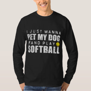 Camiseta Cachorro Engraçado de Softball