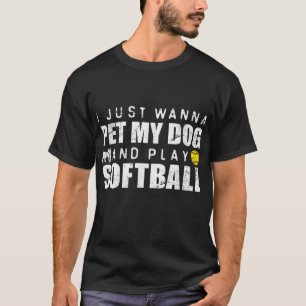 Camiseta Cachorro Engraçado de Softball