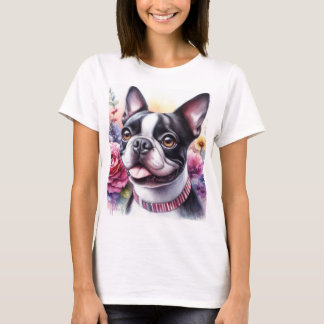 Camiseta Cachorro engraçado e fofo em aquarela