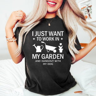 Camiseta Cachorro Engraçado e Jardinagem Negro