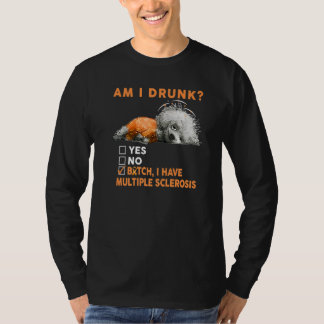 Camiseta Cachorro Engraçado Estou Bêbado Eu Tenho Esclerose