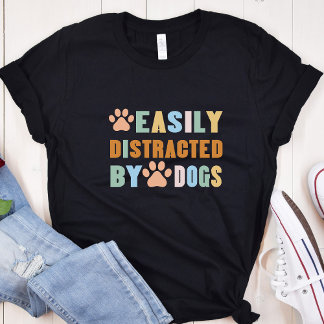 Camiseta Cachorro Engraçado Facilmente Distraído Escuro