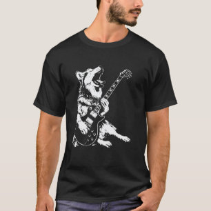 Camiseta Cachorro Engraçado Guitarrista Violão - Husky Sibe