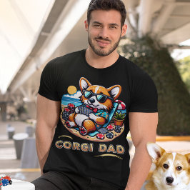 Camiseta Cachorro Engraçado Jogando Pai de Poker Corgi