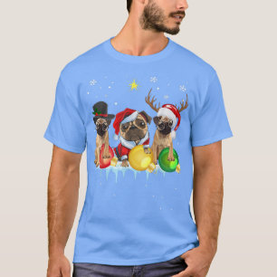 Camiseta Cachorro Engraçado Luzes de Natal Pajama Feliz Pug