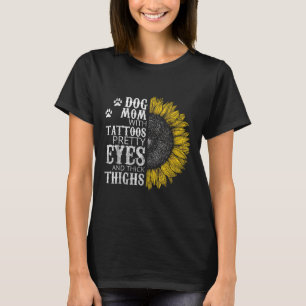 Camiseta Cachorro Engraçado Mãe Com Tatuagens Olhos Bonito 