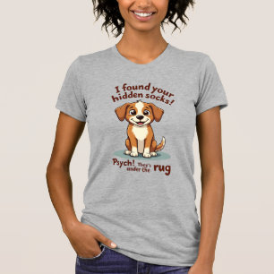 Camiseta Cachorro Engraçado Meias Escondidas Citação Cartoo