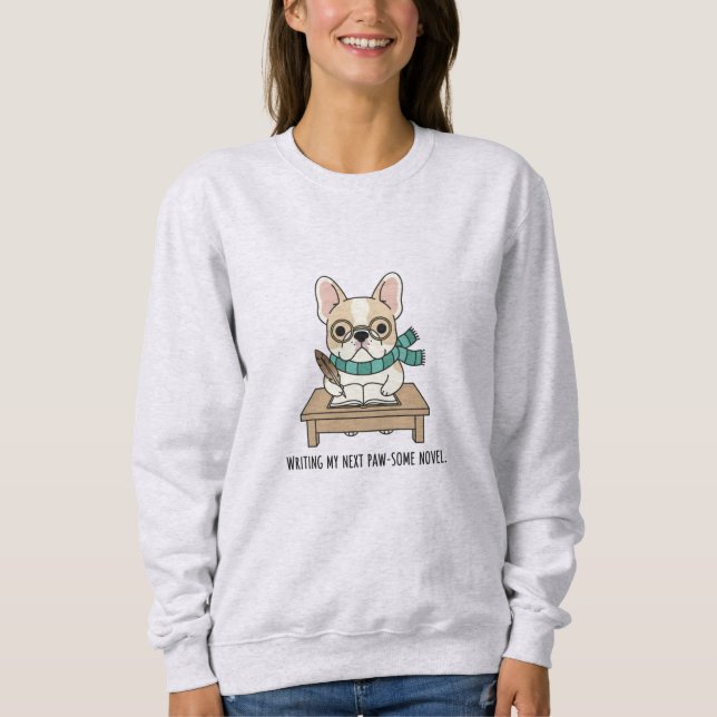 Camiseta Cachorro Engraçado na Mesa com Estilo de Livro e A (Frente)