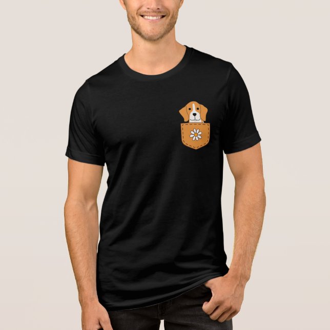 Camiseta Cachorro Engraçado No Bolso (Frente)