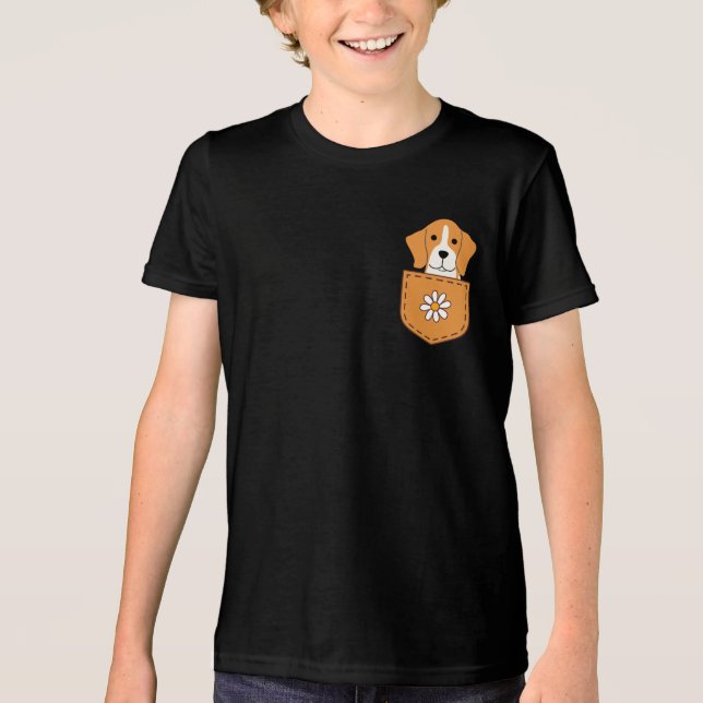 Camiseta Cachorro Engraçado No Bolso (Frente)