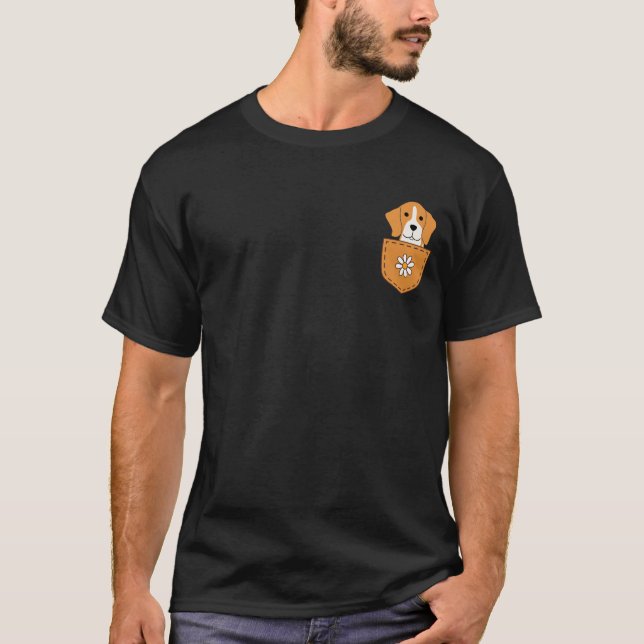 Camiseta Cachorro Engraçado No Bolso (Frente)