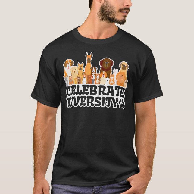 Camiseta Cachorro Engraçado Passa "Celebrar Diversidade" Ca (Frente)